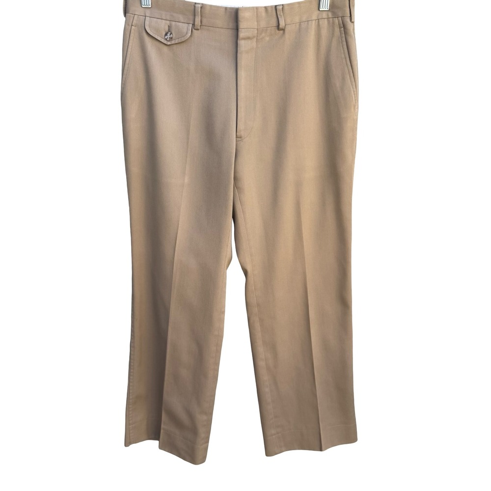 Lands End Direct Merchants Vintage Khaki Twill Trousers Preppy Old Money Mens 32